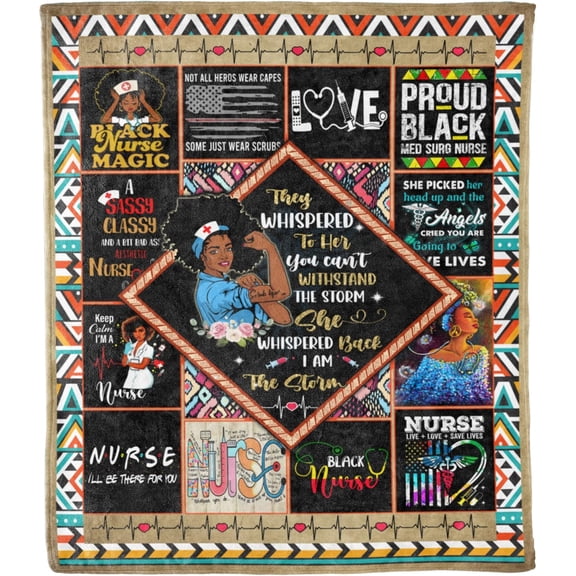 She is A Black, She is A Queen Blanket for Black Nurse, Medical Professionals Technicians Staff for Birthday, Christmas, Appreciation Super Soft and Warm Blanket