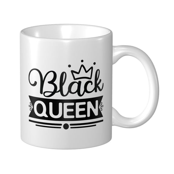Black Queen Ceramic Coffee Mug, Black History Month Gift for Black Women Men - 11oz Tea Mug, Empowering African American Tea Cup, Melanin Gifts