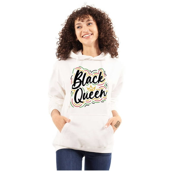 Black Queen Crown Empowerment Quote Women Plus Size Graphic Pullover Hoodie Brisco Brands 2X