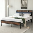 Black Queen Metal Bed Frame With Upholstered Headboard And Footboard