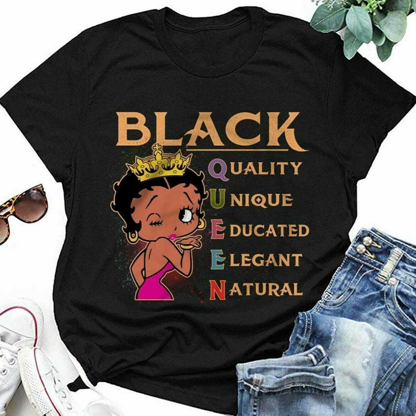 Black Queen Shirt, Betty Boop Queen Crown Afro Black Girl Magic Melanin ...