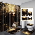thumbnail image 1 of Black Queen Shower Curtain Set, Gold Ray Women Bahtroom Sets with Shower Curtain and Rugs, Toilet Lid Cover, Bath Mat, Waterproof Fabric Valentines Shower Curtains with Hooks, 1 of 6