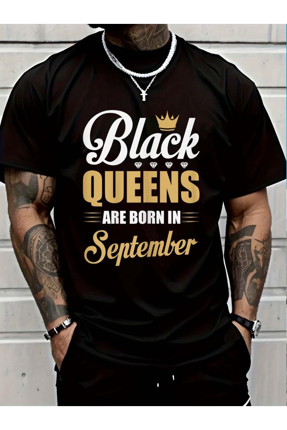 Black Queens Are Born in September T-Shirt - Birthday Gift T-Shirt Soft Cotton Lightweight Casual Graphic Tee,Casual Summer Fashion T-shirt