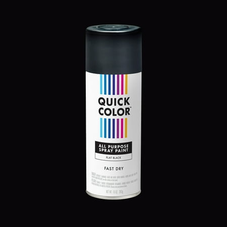 Black, Quick Color All Purpose Flat Spray Paint-391194, 10 oz
