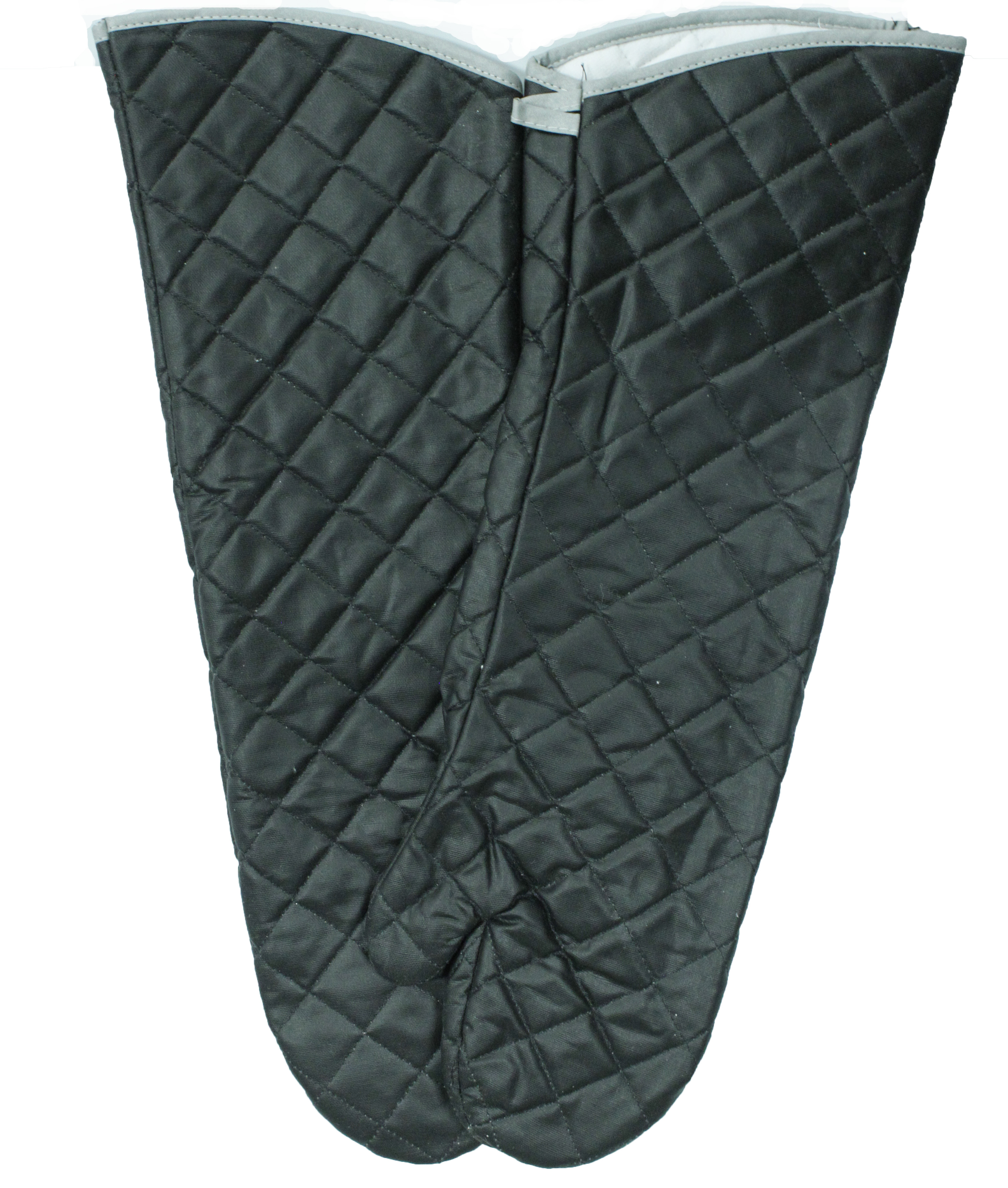Black Quilted Canvas Oven Mitts, 24" Length, 450 Degree Heat Resistance, Ambidextrous, Sold by Pair