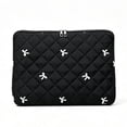 thumbnail image 1 of REMANLAND Women's Bow Detail Satin Quilted Laptop Sleeve, Black, 1 of 7