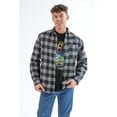 thumbnail image 1 of Black Quilted Plaid Shacket - Men's Long Sleeve Flannel Shirt Jacket, 1 of 4