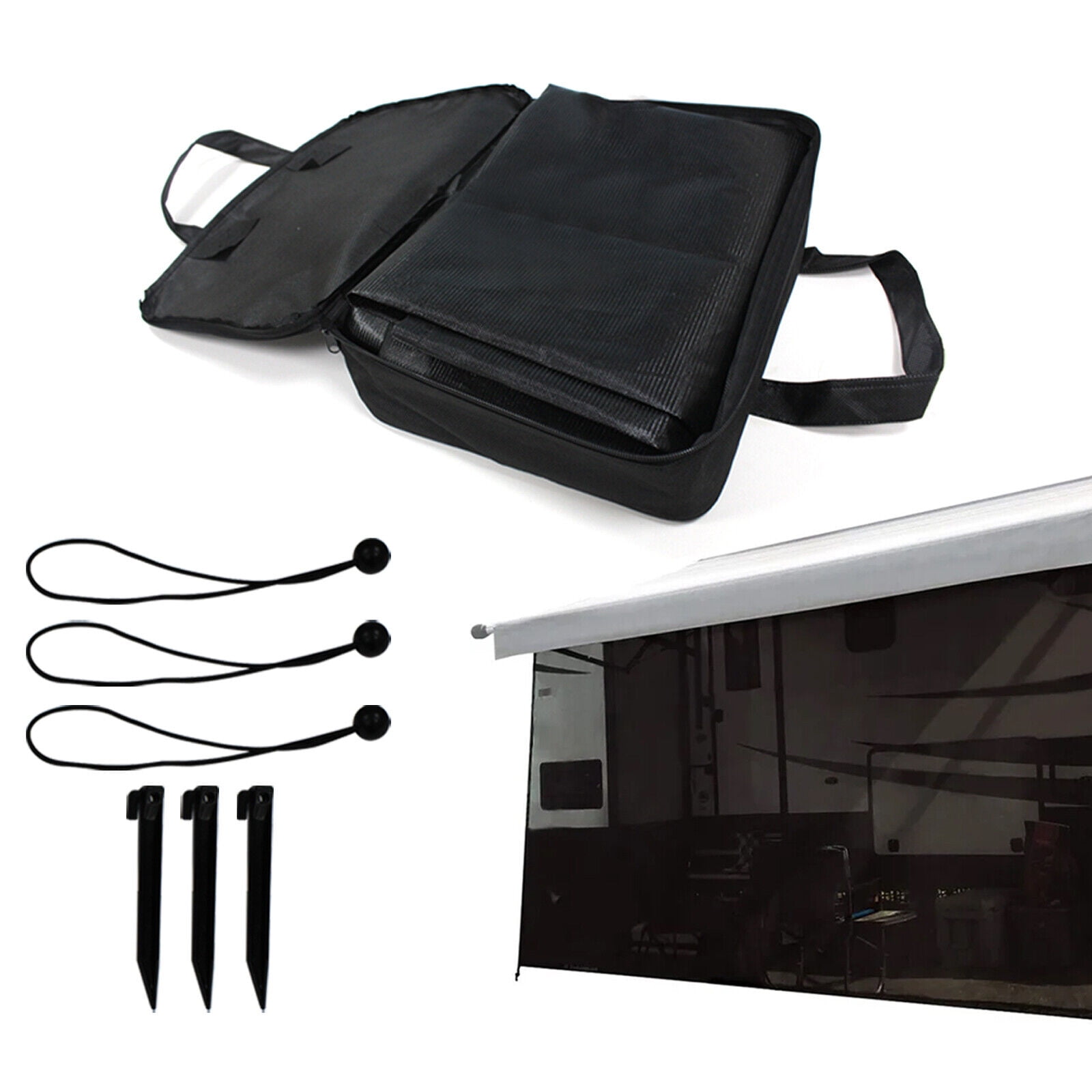 Su Shade Rv Black RV Awning Sun Shade Screen (Width:10'2''-18'2'') - Mesh Sunshade ...