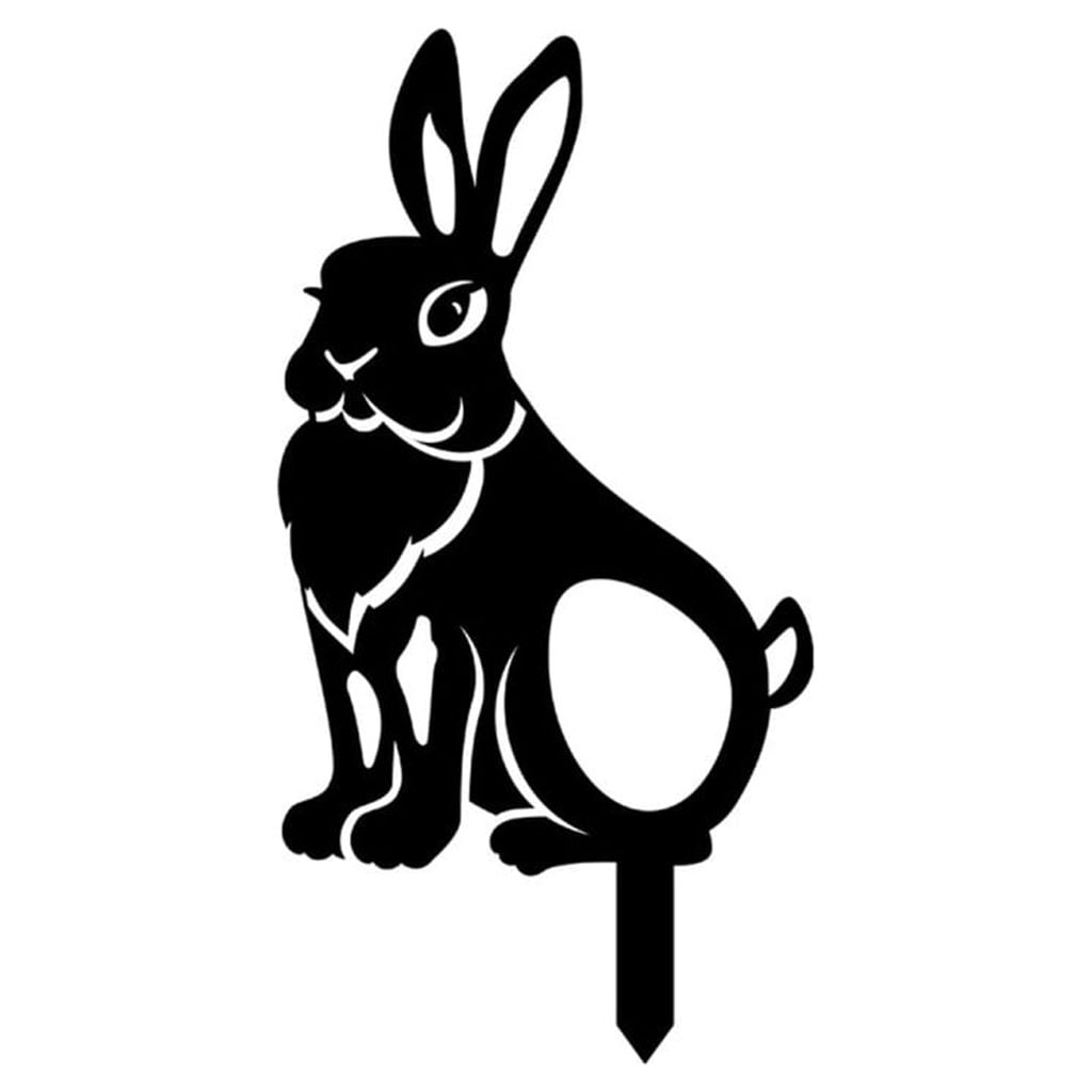 Black Rabbit Stake Lawn Yard Floral Cutouts Statue Garden Patio Acrylic ...