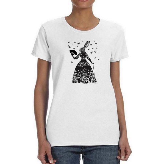 Black Rabbit. T-Shirt Women -Fab Funky Designs, Female 3X-Large