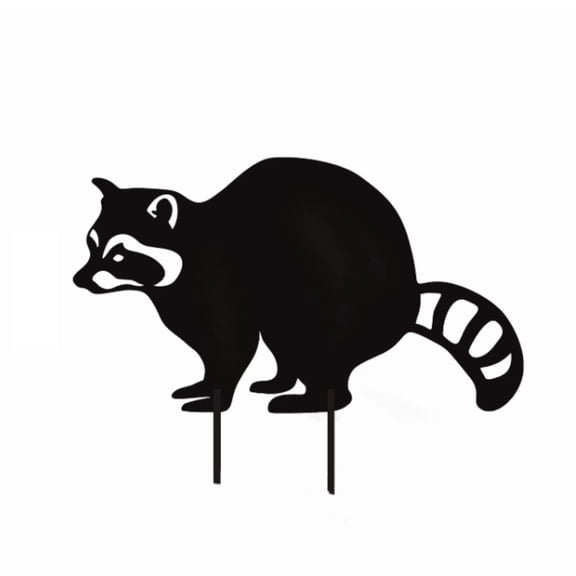 Black Raccoon Garden Stake Decorations Metal Stake Yard Plant Ornaments Flowerpots Insert Outdoor Decors