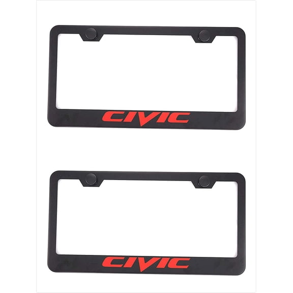 Black Racing Stainless Steel License Plate Frame Cover for (2)