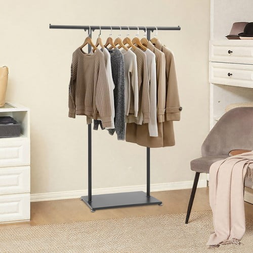 Black Racks for Boutique Clothing Display Double Pole Supported Stable Metal