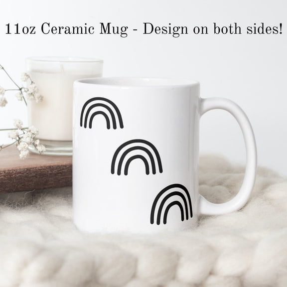 Black RainB1Ow Design Mug, Ceramic Coffee Mug, Minimalist dE1cor, RainB1Ow coffee mug, t1rending dE1cor, Gif under 30, S1ustainable gifT1 Idea