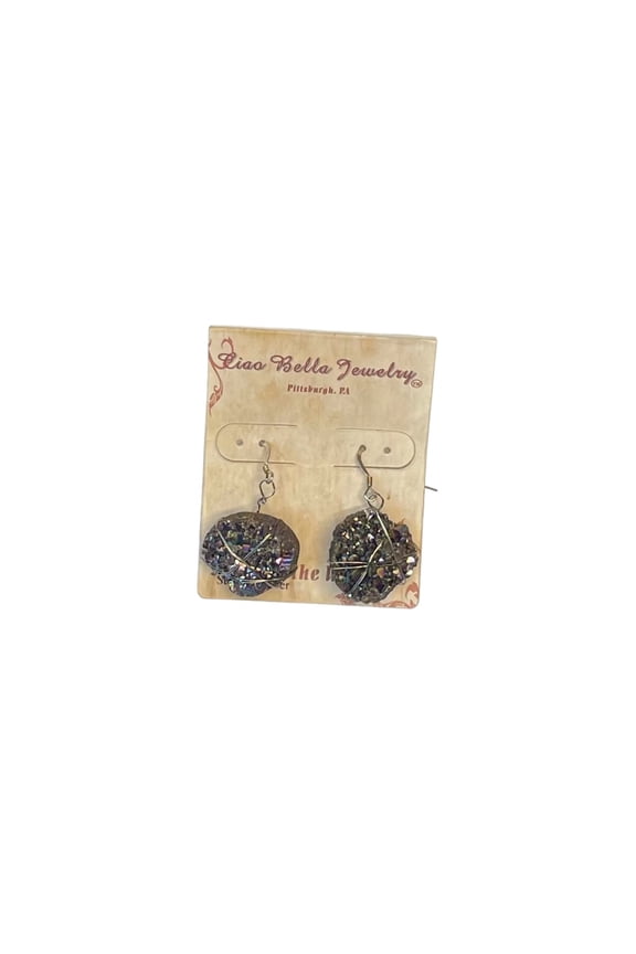 Black Rainbow Druzy Rock Earrings | Unique and Eye-Catching