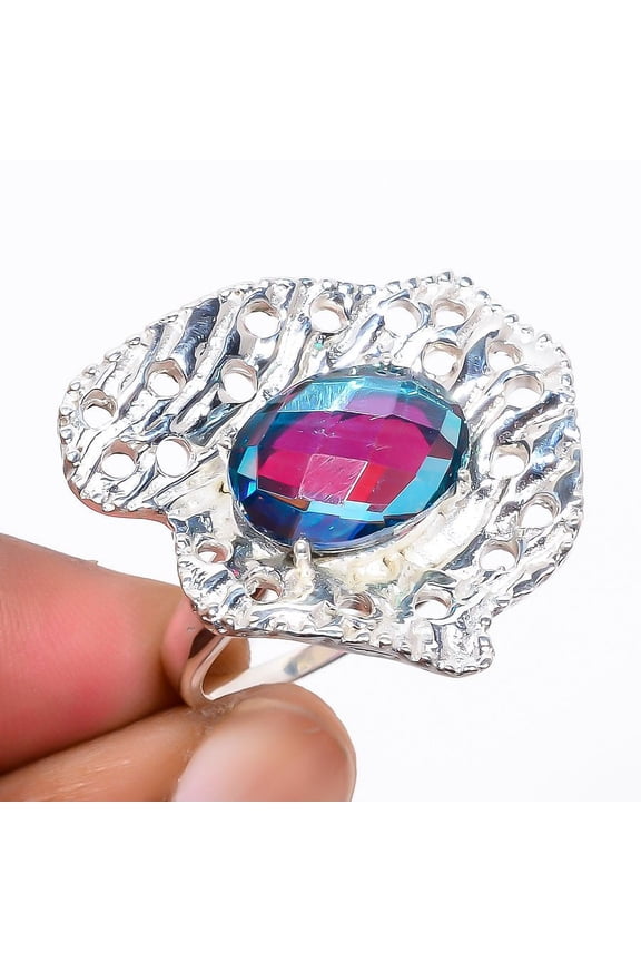 Black Rainbow Fire Topaz 925 Sterling Silver Ring s.9 JR109-32, Topaz Ring, Christmas Gift, New Year Sale, Gemstone Silver Jewelry