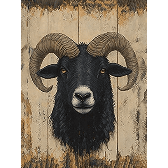 Black Ram Portrait Decorative Painting/Canvas ArtPerfect for Living Room Bedroom Office Farmhouse Study Dining RoomHallway and Rustic Home Decor Black Ram Head Wall Art.