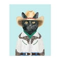 thumbnail image 1 of Black Ranch Cat - Painting Cat Cowboy Humor Animal Western Illustration Whimsical Unframed Wall Art Print 18 x 24 inches, 1 of 13