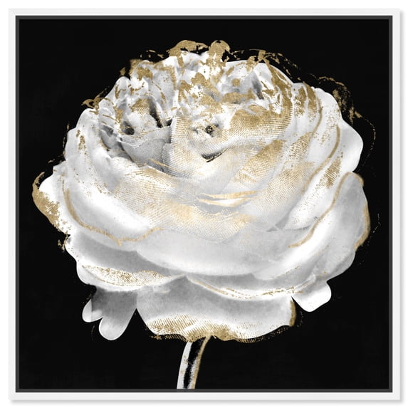 Black Ranunculus Canvas Dark Florals And Fashion Wall Art by Art Remedy, White Frame, 16" x 16"