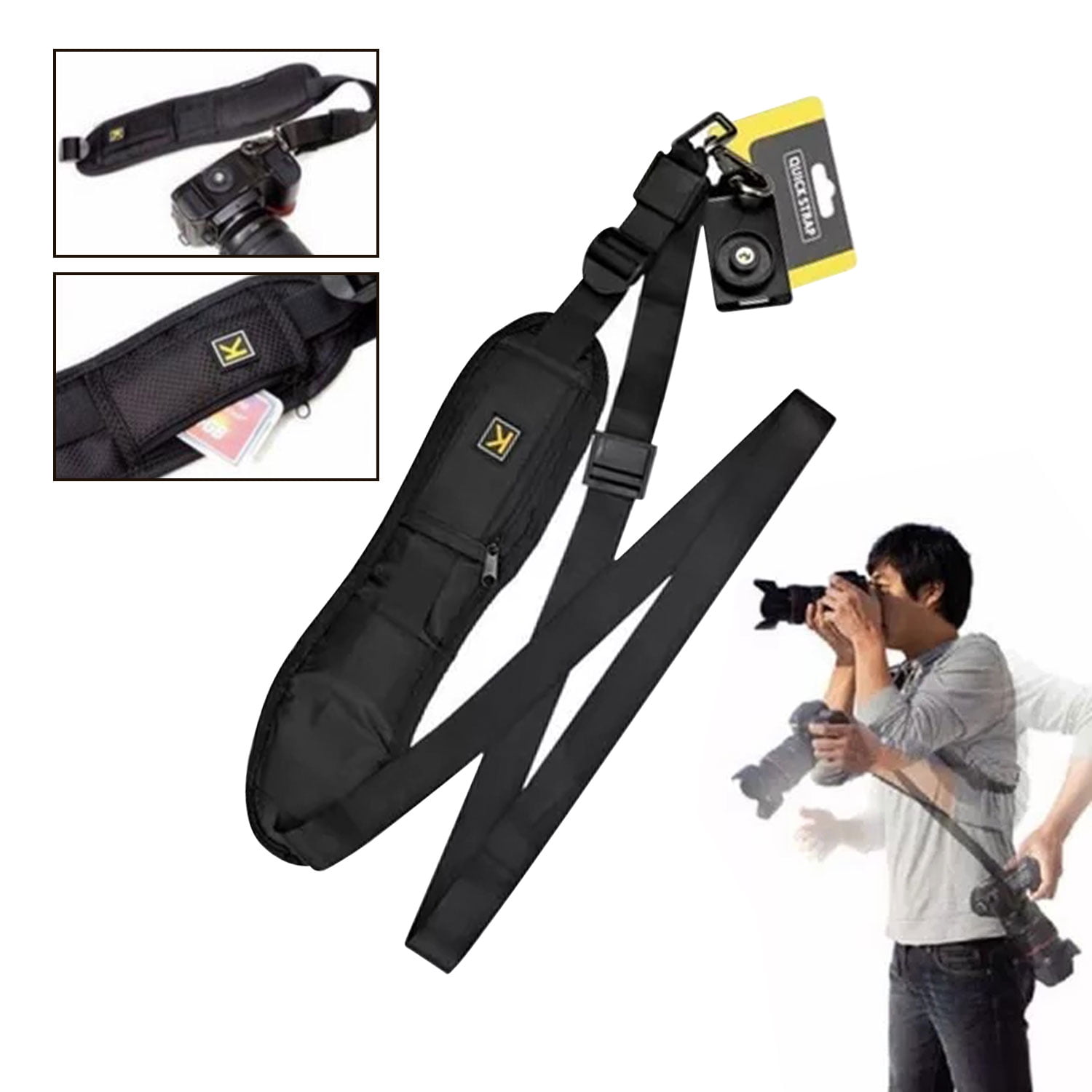 Black Rapid Camera Neck Strap with Quick Release and Safety Tether