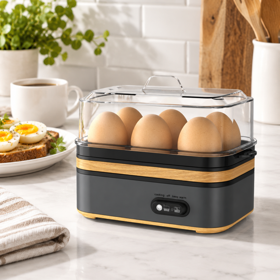 Black Rapid Electric Egg Cooker, 6 Egg Capacity, Soft Medium Hard Boiled Poached Scrambled Egg Maker