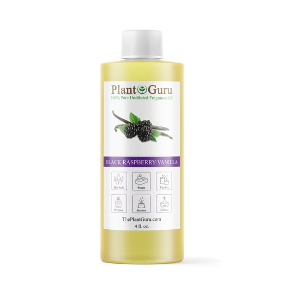 Black Raspberry Vanilla Fragrance Oil 4 fl. oz. Scented Oil for DIY Soap Making, Candles, Bath Bombs, Body Butters. Used in Aromatherapy Diffusers, Burners and Warmers. Add to Lotions and Creams.