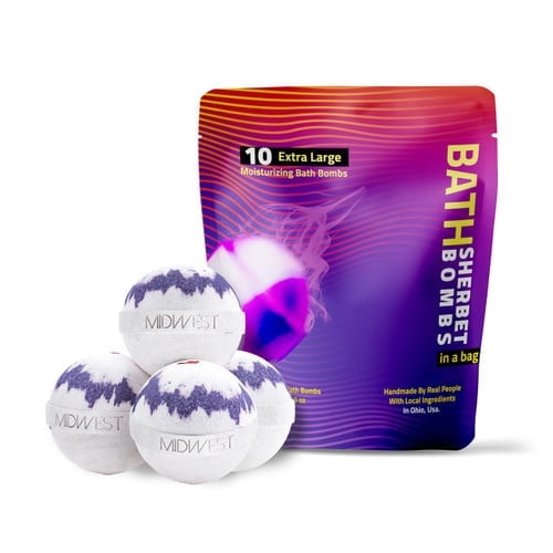 Black Raspberry Vanilla Luxury Bath Bombs -Set of 10 - Extra Large - 4.5oz