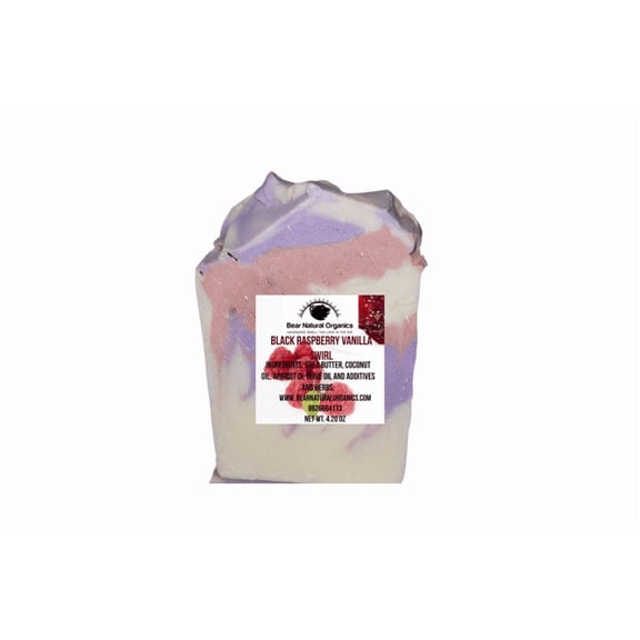 Black Raspberry Vanilla Swirl Organic Plant Based Olive Oil Soap Bar 4oz