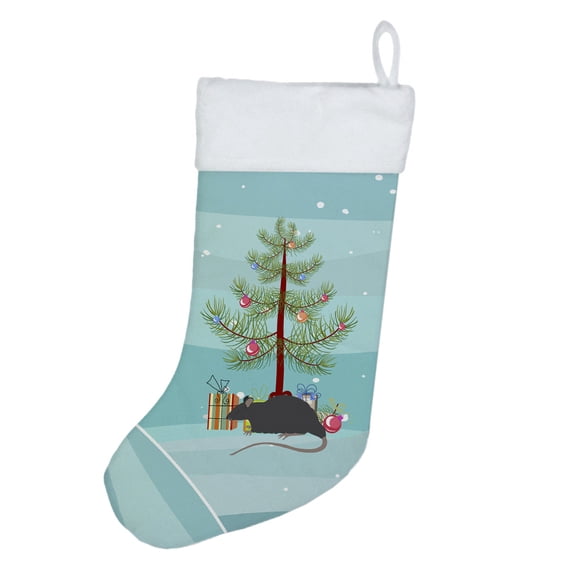 Black Rat Merry Christmas Christmas Stocking 13.5 in x 18 in