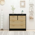 thumbnail image 1 of Black Rattan 4-Drawer - Easy Assembly and Smooth Drawers - Dining Room, Hallways - Ample Storage for Daily Use, 1 of 3