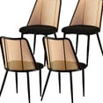 thumbnail image 1 of Black Rattan Dining Chairs Set with Boucle Material / Retro Style and Good Ventilation for Living Spaces, 1 of 6