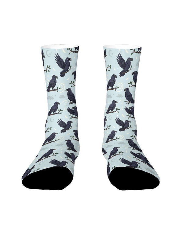 Black Raven Bird Funny Novelty Crew Socks for Women Men Sports