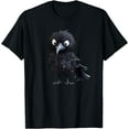 thumbnail image 1 of Black Raven Bird Graphic Cute Crow Softstyle Unisex T-Shirt,Black Color,Size YXL, 1 of 5