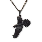 Black Raven Black Crow Gothic Pewter Pendant Necklace by Real Metal NK-617