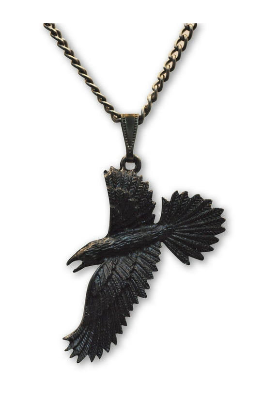 Black Raven Black Crow Gothic Pewter Pendant Necklace by Real Metal NK-617