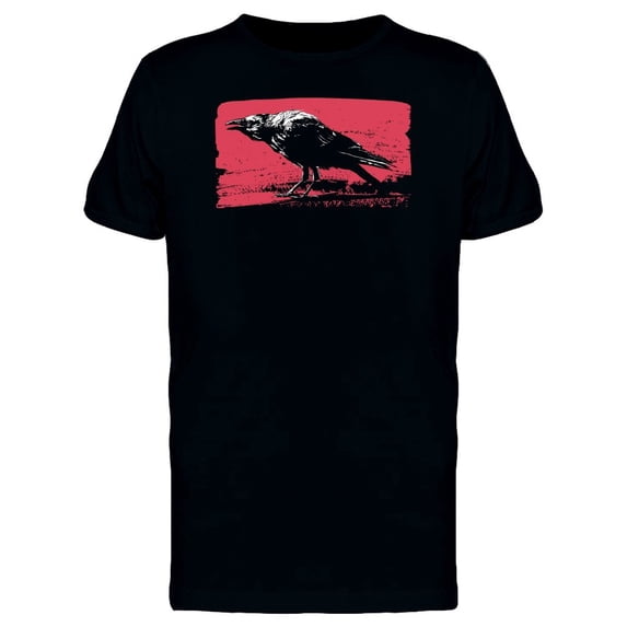 Black Raven In Grunge Art Tee Men's -Image by Shutterstock