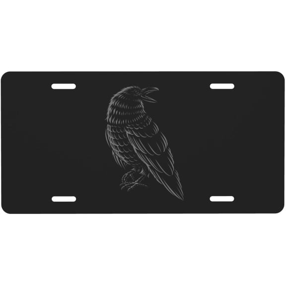 Black Raven License Plate Novelty Metal Plate Vanity Tag Aluminum Car Front License Plate Decor 6x12 Inch