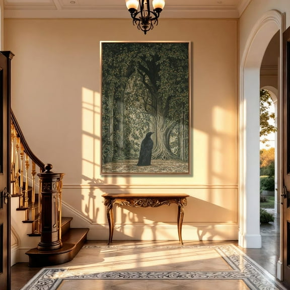 Black Raven Poster Gothic Forest Wall Art, 24x36 UNFRAMED