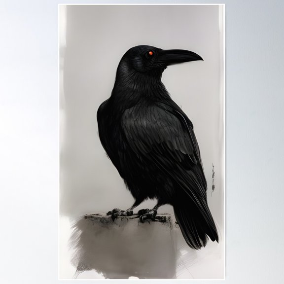 Black Raven Poster Wall Art, Modern Wall Decor For Living Room Bedroom, 12x18 UNFRAMED