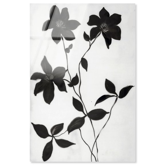 Black Raven flower Acrylic Print Minimalist Wall Art by Art Remedy, Ready to Hang, 16 x 24