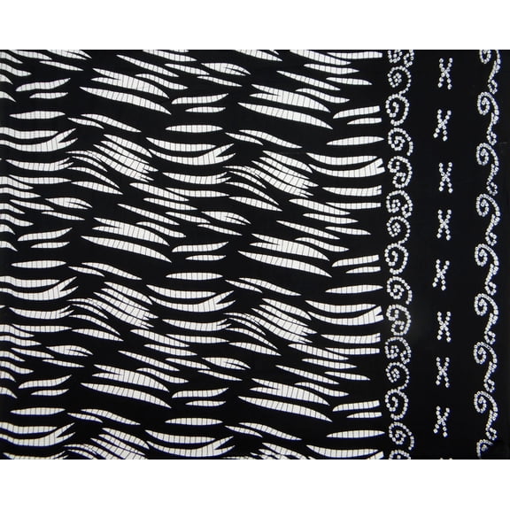 Black Rayon Abstract Printed Dressmaking Fabric For Quilting 45" Wide By The Yard