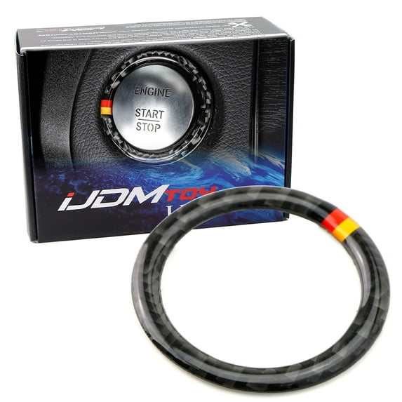 Black Real Carbon Fiber Engine Push Start Button Surrounding Decoration Ring w/German Flag Color Stripes For Mercedes C E S R ML GL CLA CLS GLA GLC GLE Class