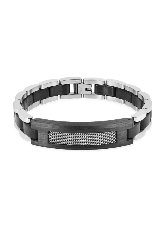 Black Real Leather Bracelet for Men In Stainless Steel with Carbon Fiber Men Accessories Gift