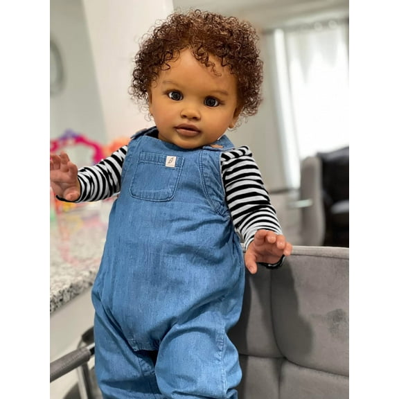 Black Reborn Baby Dolls - 26 -inch Lifelike Realistic Newborn Cloth Body Baby Dolls Real Life Baby with Clothes and Toy Gift for Kids Age 3+