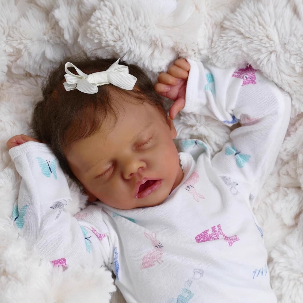 Black Reborn Baby Dolls Girl - 18-inch Realistic Baby Dolls, Soft Cloth Body Real Life Baby Dolls Black American Doll, Nice Gift for Kids, Pre-Parents, Grand-Parents, Doll Collectors