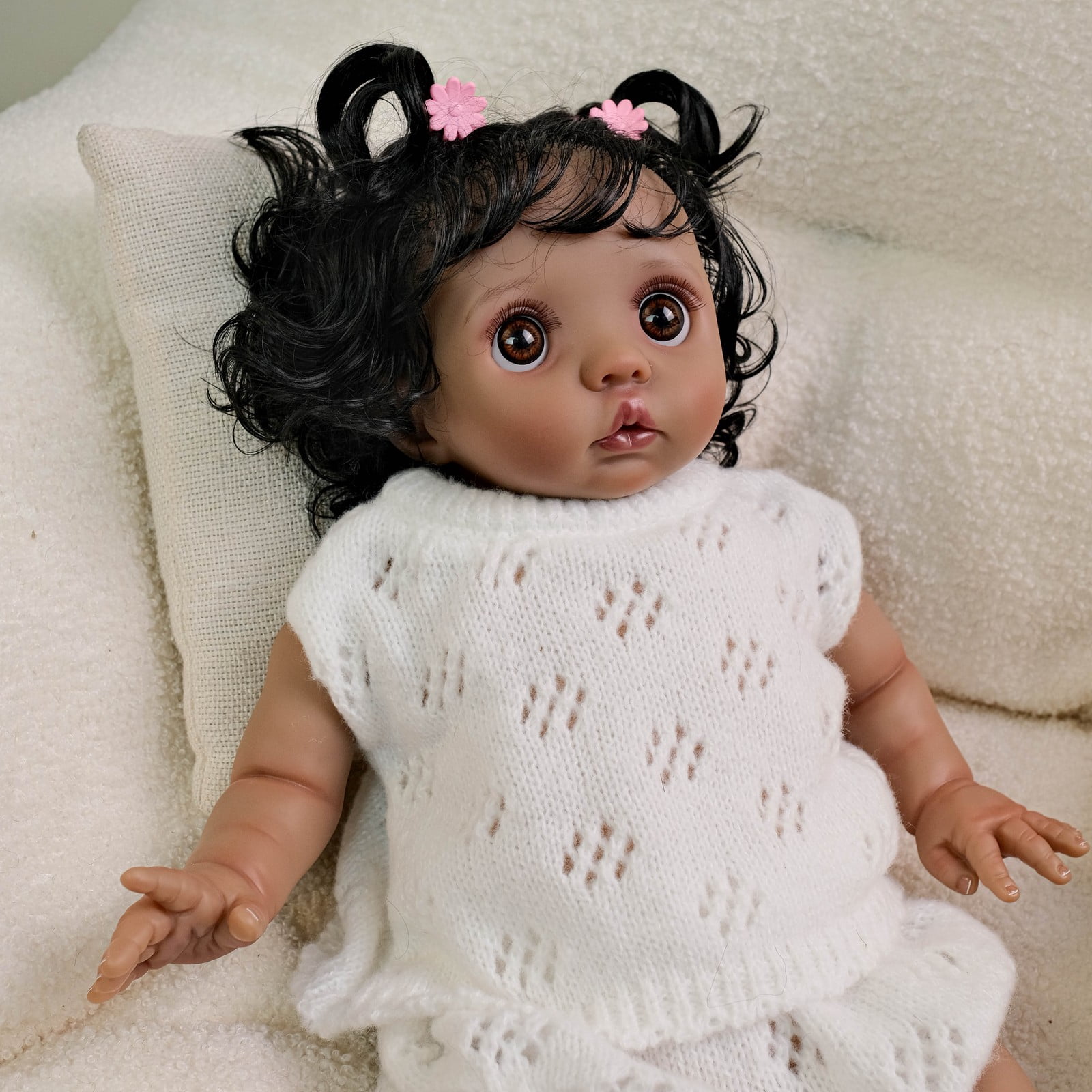 Black Reborn Baby Dolls - Lifelike 16" African American Realistic-Newborn Girl Doll Birthday Gift Set and Toy Accessories Gift for Kids Age 3