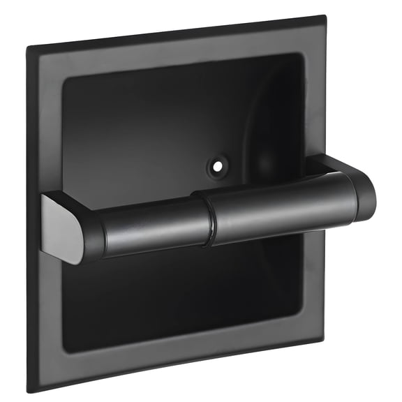 Black Recessed Toilet Paper Holder - Stainless Steel Wall Mounted Built-in Roll Dispenser for Bathroom, Hotel & Public Restroom