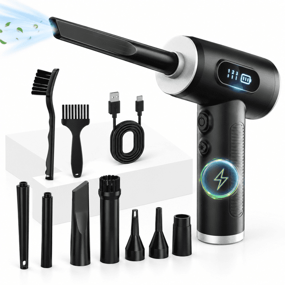 Black Rechargeable Cordless Electric Air Duster for Cleaning Keyboards and Devices