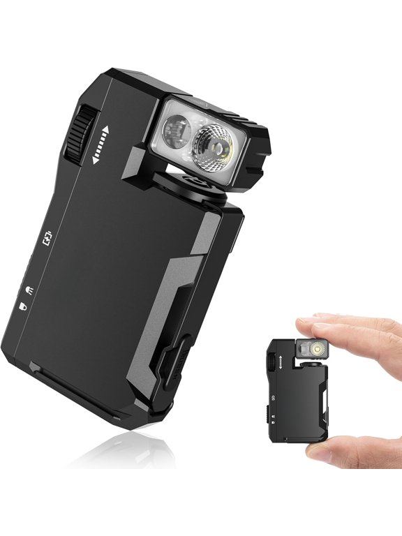 Black Rechargeable Mini EDC Flashlight, 400 lumens dual light source with RGB light, magnetic keychain pocket torch, portable emergency light for home and outdoor use