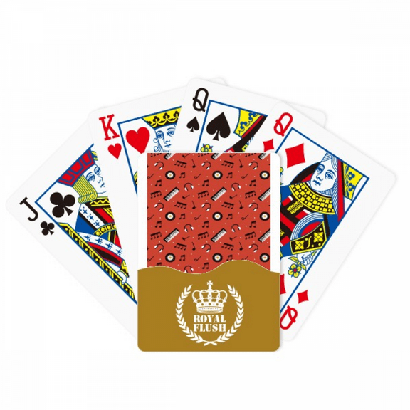 Black Record And Music Notes Red Royal Flush Poker Playing Card Game
